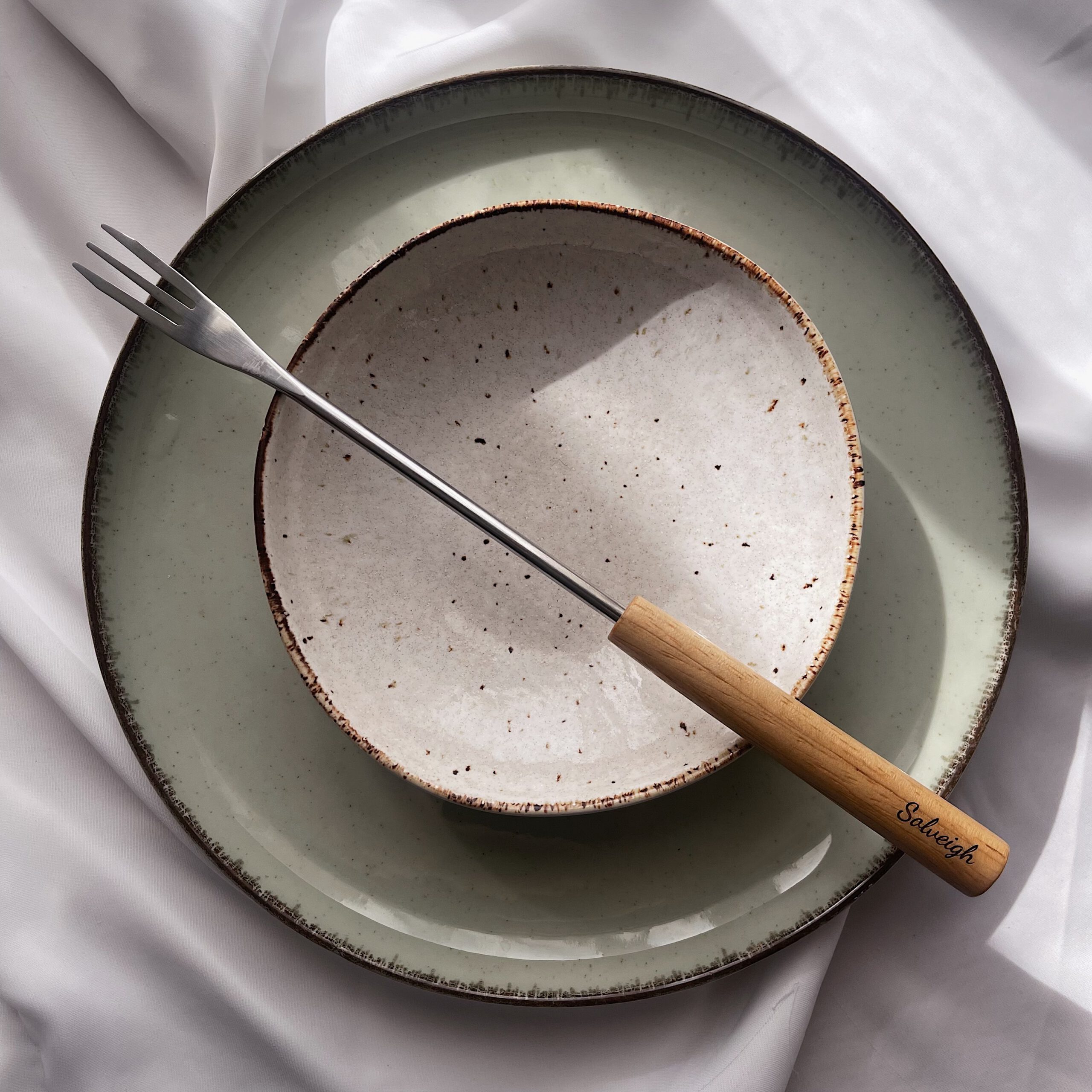 Fondue vork personaliseren - graveren met eigen tekst of naam - drie tanden - Afbeelding 2